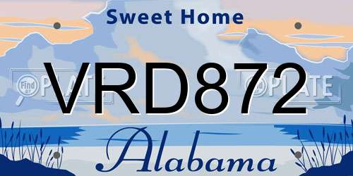 VRD872 Alabama License Plate