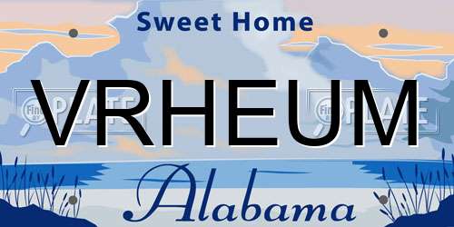 VRHEUM Alabama License Plate