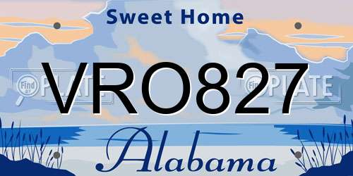 VRO827 Alabama License Plate