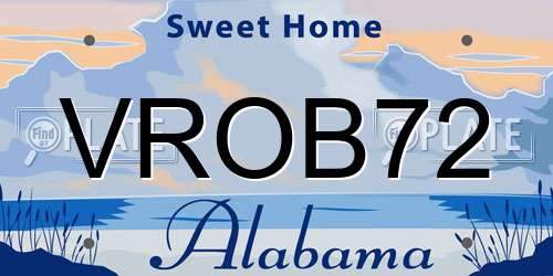 VROB72 Alabama License Plate