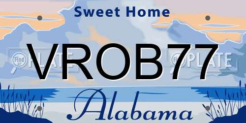 VROB77 Alabama License Plate