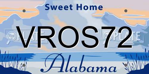 VROS72 Alabama License Plate