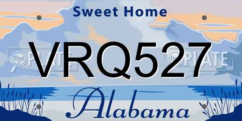 VRQ527 Alabama License Plate
