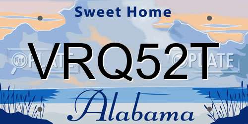 VRQ52T Alabama License Plate