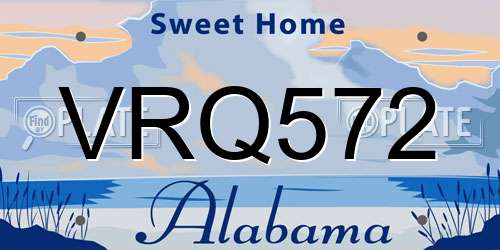 VRQ572 Alabama License Plate