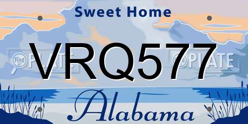 VRQ577 Alabama License Plate