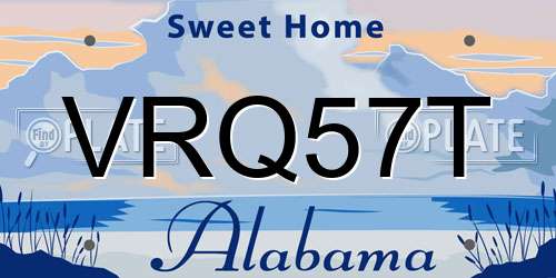 VRQ57T Alabama License Plate
