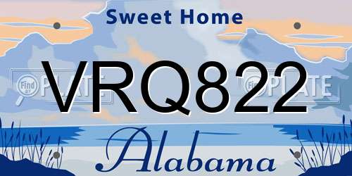 VRQ822 Alabama License Plate