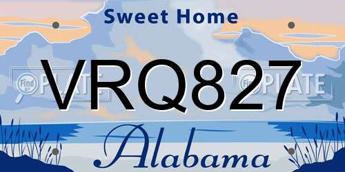 VRQ827 Alabama License Plate