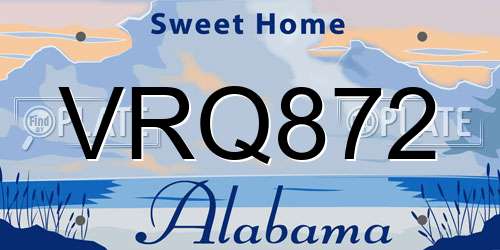 VRQ872 Alabama License Plate