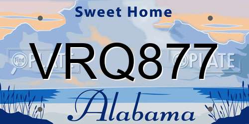 VRQ877 Alabama License Plate