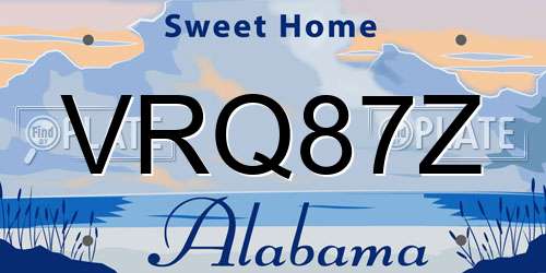 VRQ87Z Alabama License Plate