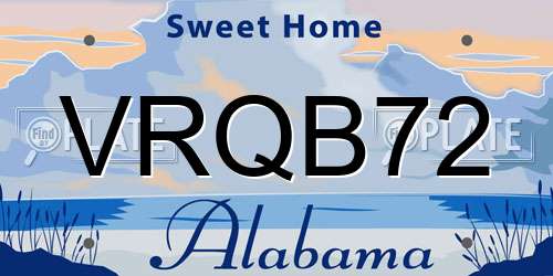 VRQB72 Alabama License Plate