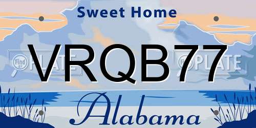 VRQB77 Alabama License Plate