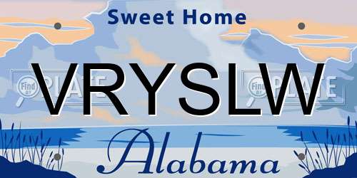 VRYSLW Alabama License Plate