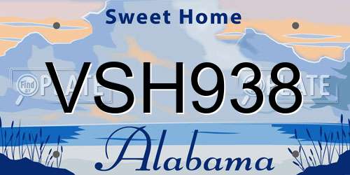 VSH938 Alabama License Plate