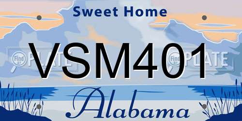 VSM401 Alabama License Plate