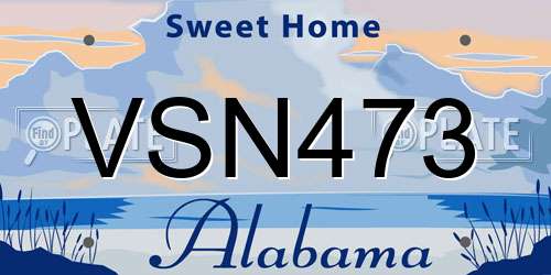 VSN473 Alabama License Plate