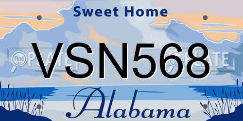 VSN568 Alabama License Plate
