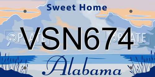 VSN674 Alabama License Plate