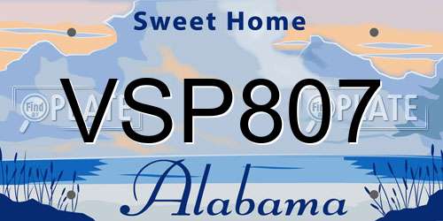 VSP807 Alabama License Plate