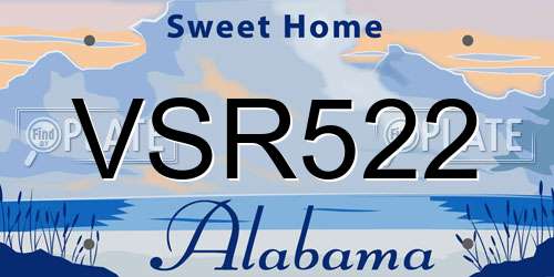 VSR522 Alabama License Plate
