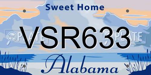 VSR633 Alabama License Plate