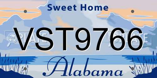 VST9766 Alabama License Plate