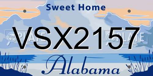VSX2157 Alabama License Plate