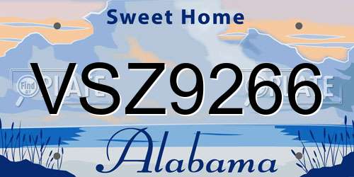 VSZ9266 Alabama License Plate