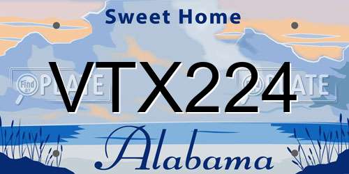 VTX224 Alabama License Plate