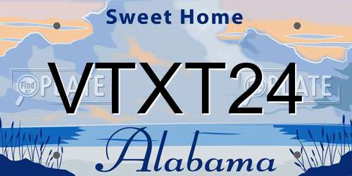 VTXT24 Alabama License Plate