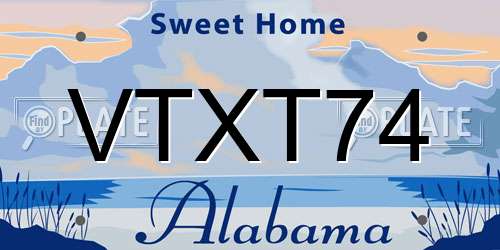 VTXT74 Alabama License Plate