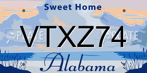 VTXZ74 Alabama License Plate