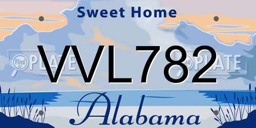VVL782 Alabama License Plate