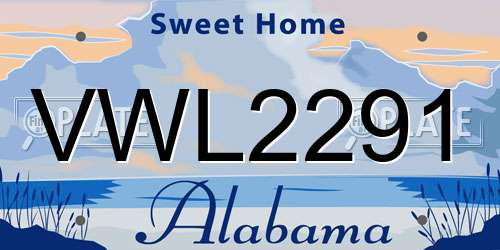 VWL2291 Alabama License Plate