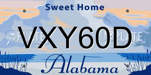 VXY60D Alabama License Plate
