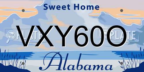 VXY60O Alabama License Plate