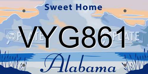 VYG861 Alabama License Plate