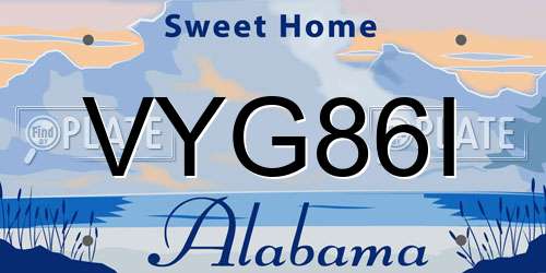 VYG86I Alabama License Plate