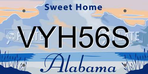 VYH56S Alabama License Plate