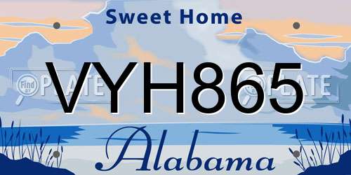 VYH865 Alabama License Plate