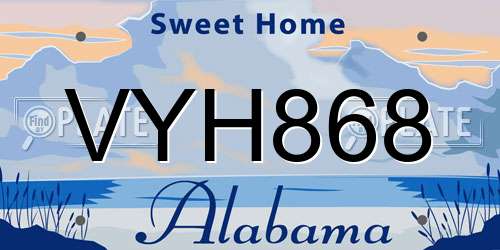 VYH868 Alabama License Plate