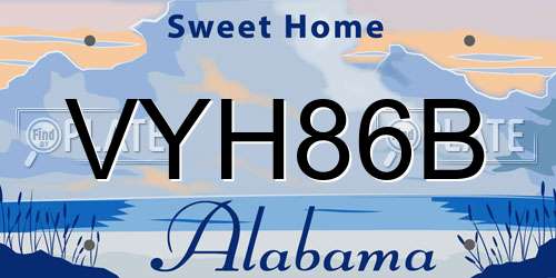VYH86B Alabama License Plate