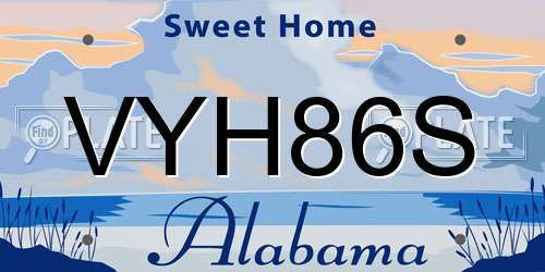 VYH86S Alabama License Plate
