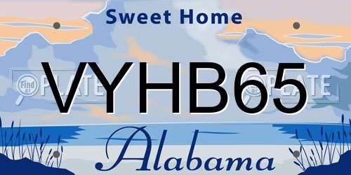 VYHB65 Alabama License Plate
