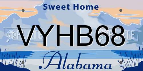 VYHB68 Alabama License Plate