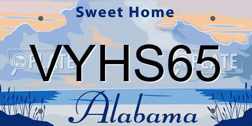 VYHS65 Alabama License Plate