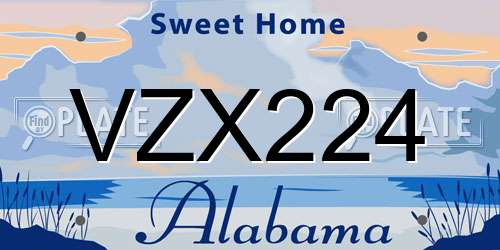 VZX224 Alabama License Plate