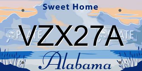 VZX27A Alabama License Plate